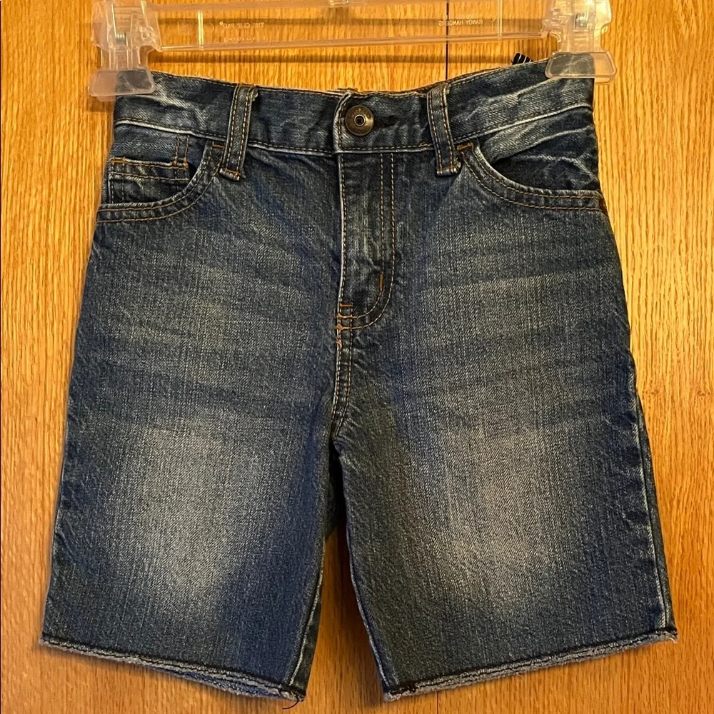 OshKosh B'gosh 7 boys Blue 100% Cotton Denim Jean Shorts adjustable waist EUC